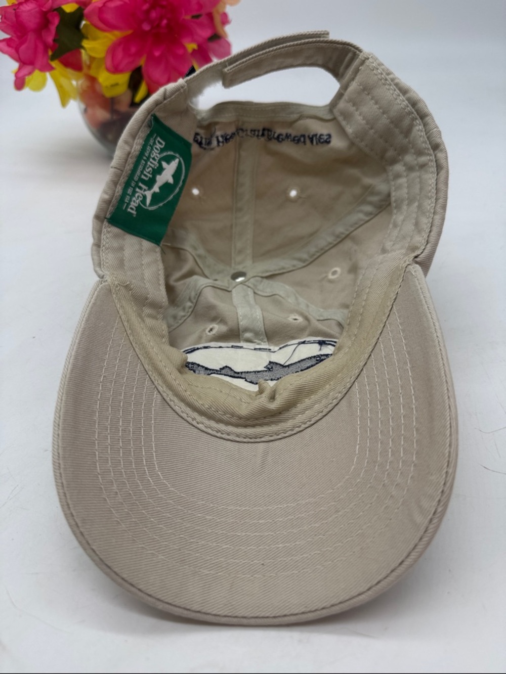 Khaki Baseball Cap with Navy Shark Patch - Picture 4 of 5